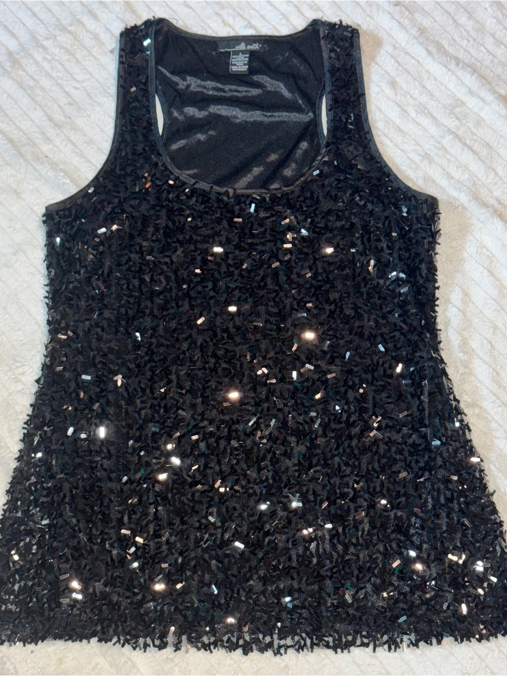 Willi Smith Black Sequin Embellished Tank Top